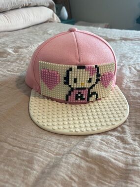 R&K Pink Kids Snap-On Stud Cap with Lego Heart and Character Panel